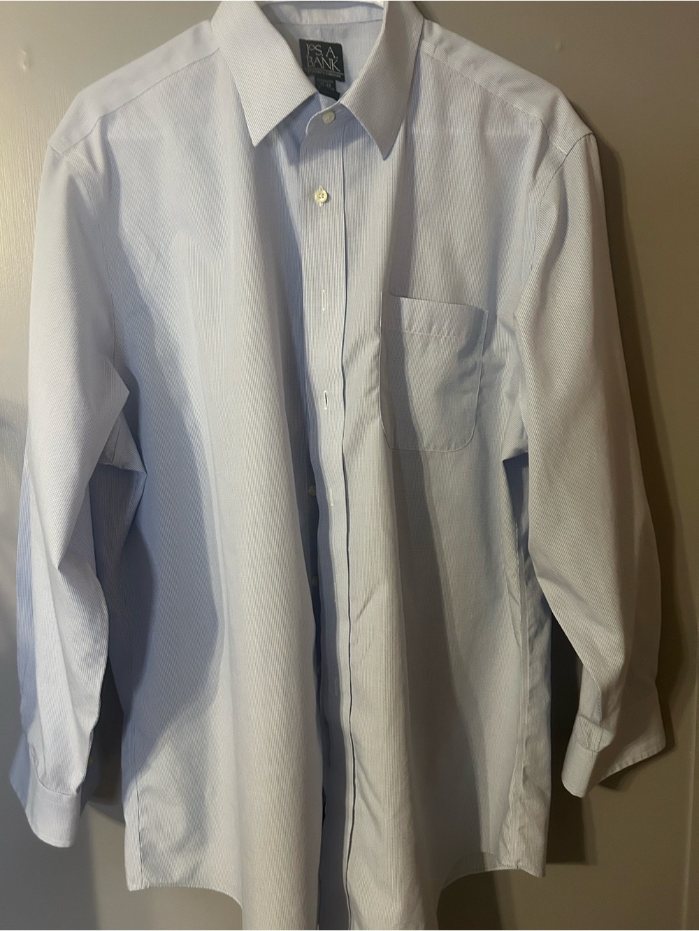 Jos. A. Bank Traveler’s Collection Tailored Fit Dress Shirt 17-35 Blue Check EUC